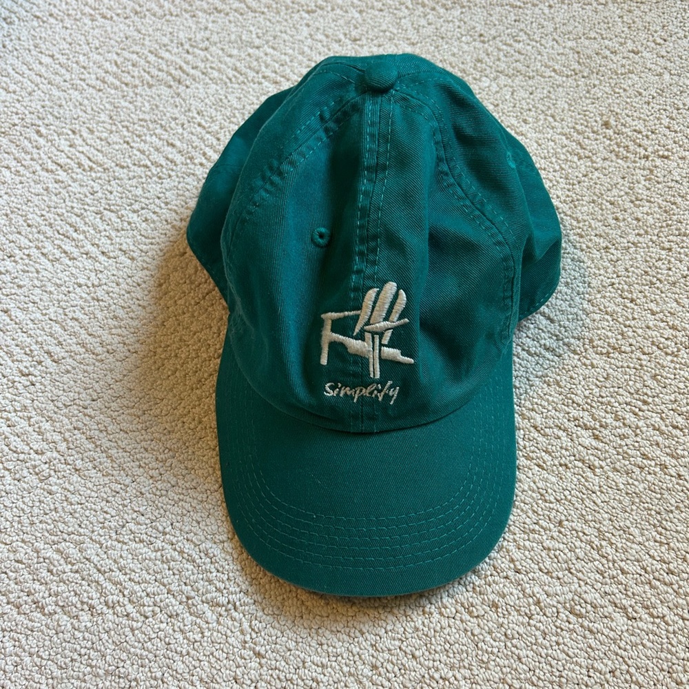 green embroidered hat